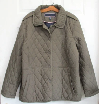 Tommy Hilfiger вышитый выстеганный кнопка вверх Куртка Пальто женщины женщин XXL - Изображение 1 из 4