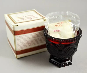 Avon Cape Cod Collection Ruby Red Glass Sugar Bowl w/ Timeless Fragrance Sachet - Picture 1 of 7
