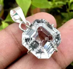 Natural 25 Ct Certified White Sapphire Loose Gemstone 925 Silver Pendant - Picture 1 of 8