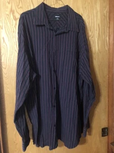 Liz Claiborne Striped Long Sleeve Shirt 3XLT Burgundy With Pocket And Collar - Picture 1 of 3