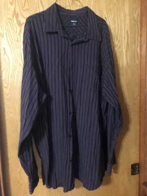 Camisa Liz Claiborne Rayas Manga Larga 3XLT Borgoña Con Bolsillo Y Cuello Foto 1 de 3