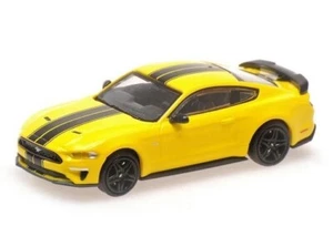 FORD MUSTANG - 2018 - YELLOW WITH BLACK STRIPES	870087027  Minichamps 1:87 New! - Bild 1 von 1