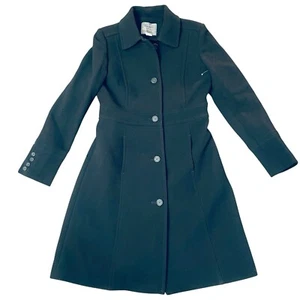 J. Abrigo Crew Dama Día Doble Tela Mezcla Lana Italiana Talla 6 Agujeros Polilla - Imagen 1 de 23