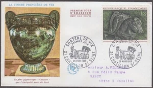 FRANCIA Sc # 1149 FDC ANTIGUO RECIPIENTE DE BRONCE de VIX con un CABALLO - Imagen 1 de 1