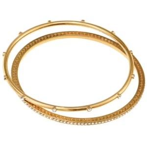 NWTag Brighton NEPTUNE'S RINGS PAVE BANGLE SET Two Gold Bracelets Double MSRP$68 - Picture 1 of 3