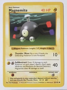 Magnemite 53/102 casi nuevo - sin sombras - tarjeta base de Pokémon 1999 envío combinado $2 - Imagen 1 de 2
