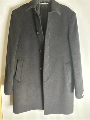Chaqueta Abrigo Nordstrom Para Hombres Negra Sólida Cuatro Botones Mangas Largas Talla Mediana Foto 1 de 4