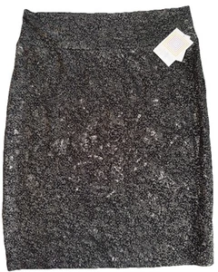NUEVO LuLaRoe 2XL Elegante Falda Lápiz Cassie Negra Plateada Lentejuelas Metálicas Vacaciones - Imagen 1 de 10