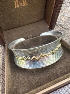Jackson Hole Jewelry Co Sterling Silver 925 + 18k Gold Bracelet Cuff Tetons 750 - Picture 1 of 8