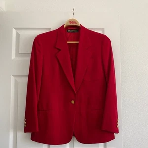 Brooks Brothers Blazer 100% Pure Wool Single Breasted Red Lined Women's 8 - Picture 1 of 12