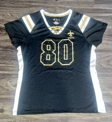Футболка женская New Orleans Saints Jimmy Graham No80 NFL с блестками размер XL черное золото - Изображение 1 из 4