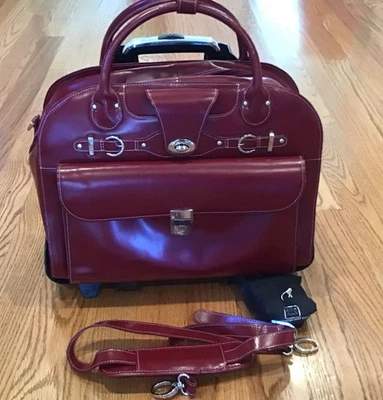Maletín para computadora portátil McKlein Edgebrook 96316 de cuero rojo con ruedas usado en excelente estado Foto 1 de 4