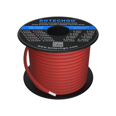 10 Gauge Silicone Wire Spool 100 ft Red Flexible 10 AWG Stranded Tinned Coppe... - Image 1 of 4