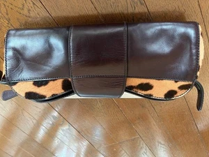 D&G Dolce & Gabbana Leopard Print Cosmetic Pouch Leather Handbag - Picture 1 of 8