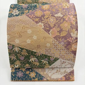 JAPANISCHER KIMONO GÜRTEL FUKURO OBI LILA ROKUTSU-GARA REINE SEIDE FF3919 - Bild 1 von 5