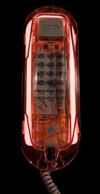 Vintage transparent clear acrylic trimline style desk pink neon telephone - Image 1 of 3