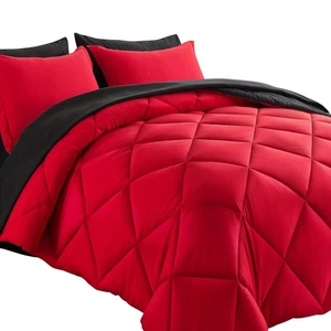 Bed in a Bag King Reversible Comforter Sets 7pcs All Season Down Alternative ... - Picture 1 of 7