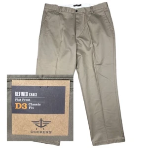 NEW Dockers D3 Refined Khaki Pants Mens Sz 38x29 Beige Flat Front Classic Fit - Picture 1 of 10
