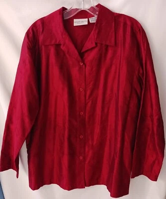 Mujer Jaclyn Smith Clásico Abotonado Talla Mediana Seda Rayón Mezcla Granate/Vino Foto 1 de 4