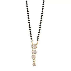 Mangalsutra Enchapado en Oro Solitario Estilo Colgante Cuentas Negra Cadena Joyería Mujeres - Imagen 1 de 2