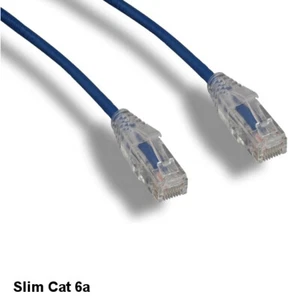 Kentek Blue 3ft UTP Slim Cat6a Cable 28AWG RJ45 Pure Copper Ethernet Network - Picture 1 of 2