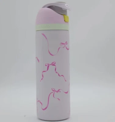 24 Oz Owala Freesip Water Bottle Stainless Cup Thermos cup pink bowS