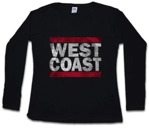 WEST COAST DAMEN LANGARM T-SHIRT Run Fun DMC USA United States Band Side East - Picture 1 of 1