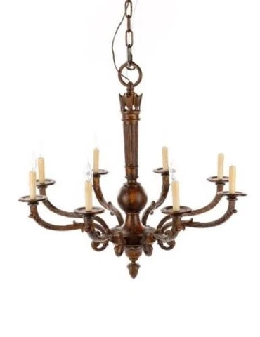 Louis XVI 8-Light Chandelier | Patinated Metal & Iron Cover