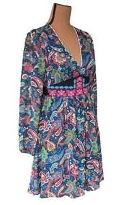 Flying Tomato Dress Small Embroidered Floral Paisley Multi Color Whimsy Boho Fae - Picture 1 of 13