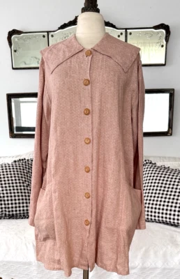 VTG FLAX Jeanne Englehart Pink A-Line Jacket Top Pockets Size Sm Lagenloolk Y2k - Image 1 of 4