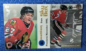 1995 SKY BOX EMOTION NHL HOCKEY JEREMY ROENICK PROMO 2 CARD PANEL - Foto 1 di 2