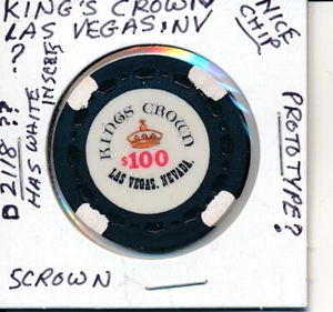 100 $ CASINO CHIP - KING'S CROWN LAS VEGAS NV PROTOTYP? D2118 WEISSE EINSÄTZE - SCHÖN - Bild 1 von 2