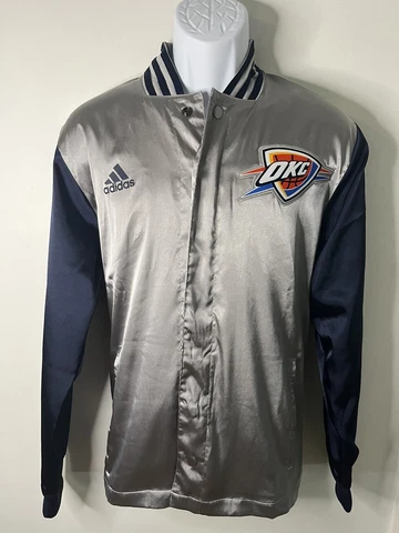 Adidas Oklahoma City Thunder Small Authentic Silver Warmup Jacket Cover