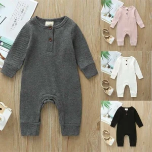 Newborn Infant Baby Boy Girl Knitted Romper Bodysuit Jumpsuit Clothes Outfit New - Picture 1 of 20