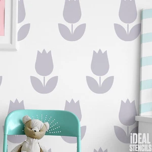 Niña Guardería Decoración Plantillas Tulipán Flor Pintura Paredes Telas Muebles - Imagen 1 de 7