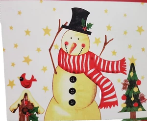 Peva Vinyl Flannel Back Tablecloth, 52"x70" Oblong, CHRISTMAS SNOWMAN, Broder - Picture 1 of 6