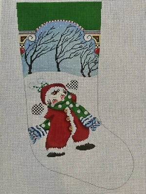 Mary Engelbreit Handpainted Needlepoint Canvas XMAS Woodland Stocking  20” - Image 1 of 4