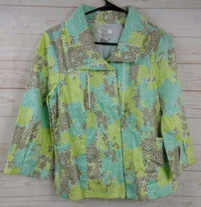 Christopher & Banks Womens Green & Tan Size S Cotton Blend Light Jacket   - Picture 1 of 7