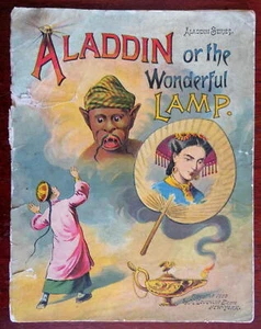 Aladdin Wonderful Lamp Genie 1889 McLoughlin Märchenbuch Chromo Farbplatten - Bild 1 von 9