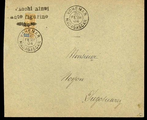 MADAGASCAR 1896 30c BROWN ON BISTER BISECT USED AS 15c ON COVER tied by Vohemar Cover