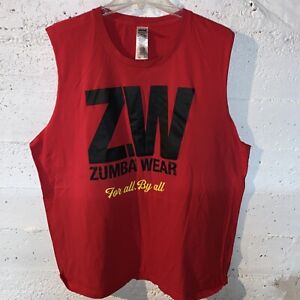 ZUMBA Wear Red Sleeveless T Shirt Tank Top Size XL/XXL Zumba For All By All