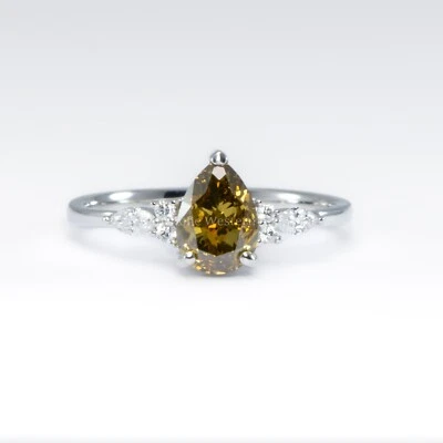 GIA 1.02ct Fancy Yellow Brown Diamond Ring in Platinum - image 1 of 4