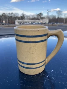 Vintage Buckeye Root Beer Mug Blue Banded Yellowware Stoneware - Picture 1 of 2