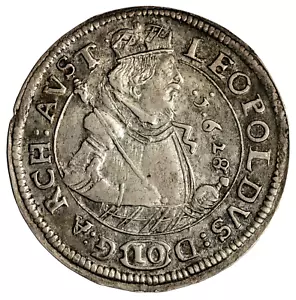 Austria. Leopold 1628/6 Silver 10 Kreuzer. 4.42 gr., 29 mm. EF KM- 589.1 - Picture 1 of 6