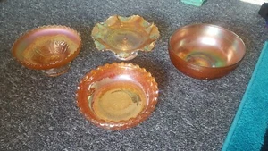 Restposten 4 VINTAGE KARNEVAL GLAS IRISIERENDE SCHALEN UND SCHALEN - Bild 1 von 6