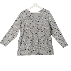 Woman Within Floral Print Long Sleeve Top Comfy Casual Gray Blue Womens Size 1X - Picture 1 of 7