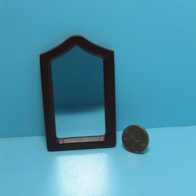 Dollhouse Miniature Classic Wood Wall Mirror in Mahogany CLA10580 - Image 1 of 2