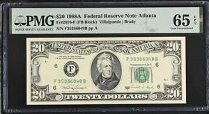 1988A $20 Federal Reserve Note Fr-2076-F Atlanta PMG65 Gem EPQ - Picture 1 of 2