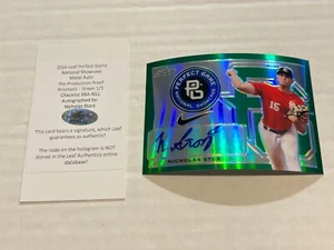 2016 LEAF PERFECT GAME METAL NICHOLAS STORZ 1/1 GREEN PROOF AUTO LSU G1 - Picture 1 of 2