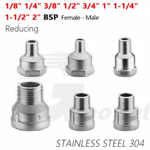 Stainless Steel Reducing Socket 1/8"-2" BSP Male Female Thread Pipe Fittings 304 - Picture 1 of 29